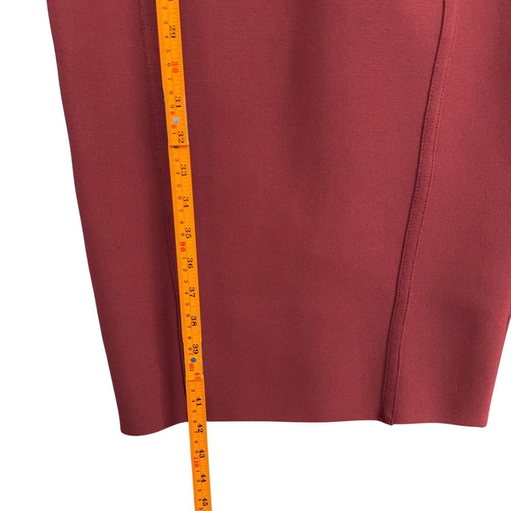 Alieva Burgundy Long Sleeve Bandage Bodycon Midi Dress Red Size M Full Zip Back - Picture 5 of 6